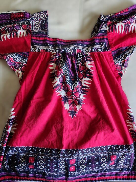 Vintage Tops - Vintage 1960s Indian Cotton Batik Blouse Boho Hippie Folk Top Red Purple S